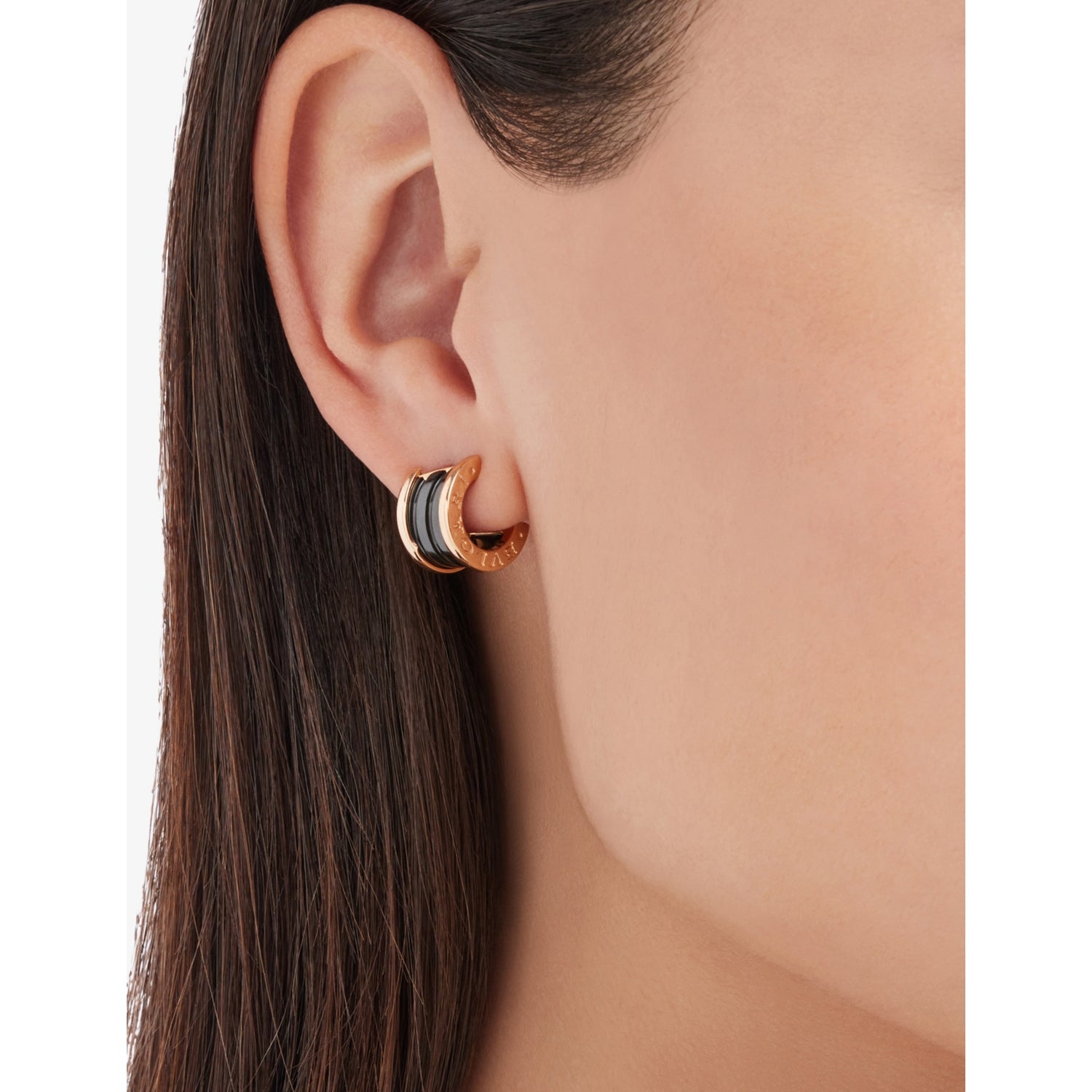 Bulgari B.zero1 18ct rose-gold and black-ceramic earrings, UK version