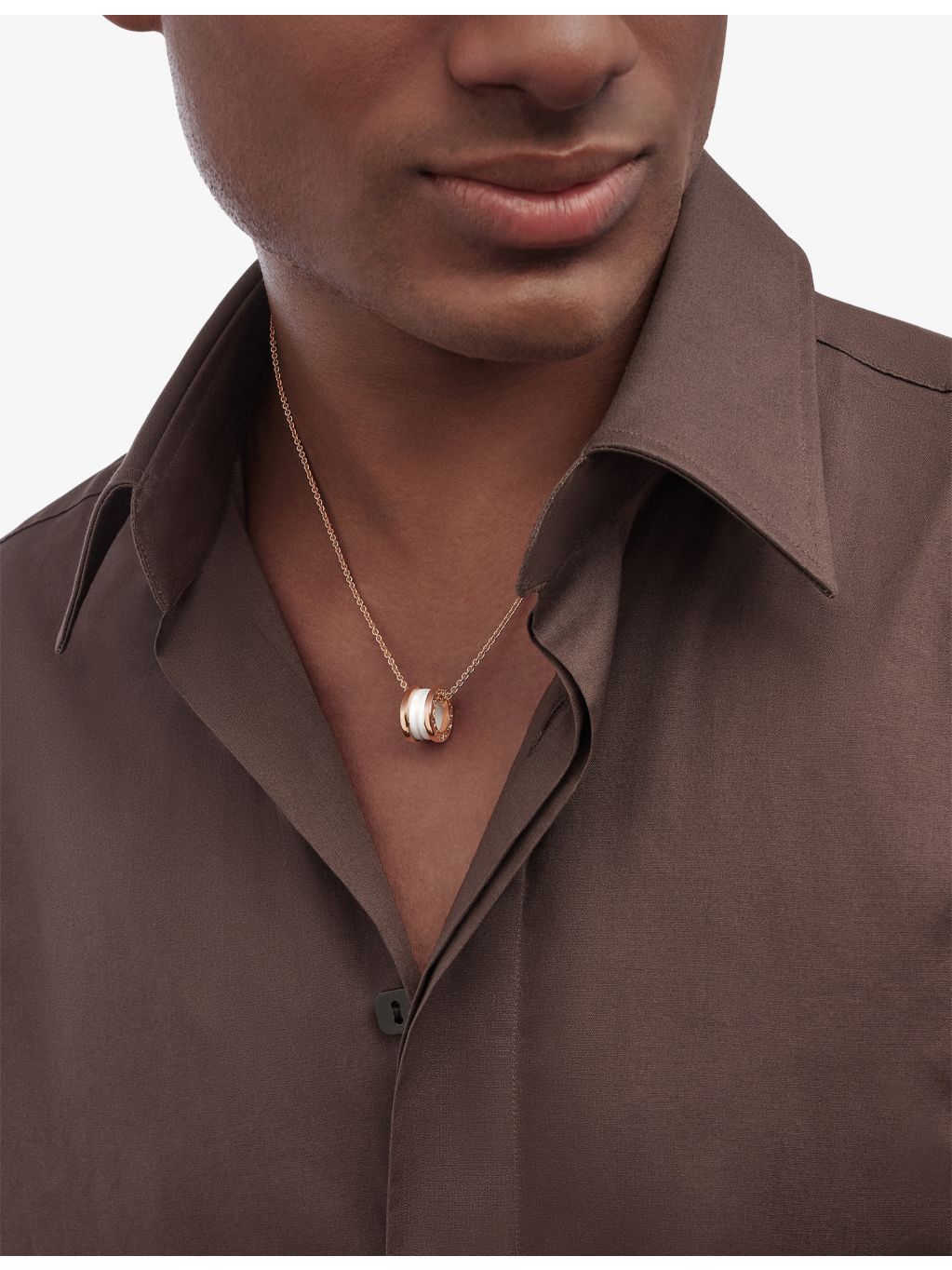 Bulgari B.zero1 rose-gold white-ceramic pendant necklace (British brand)