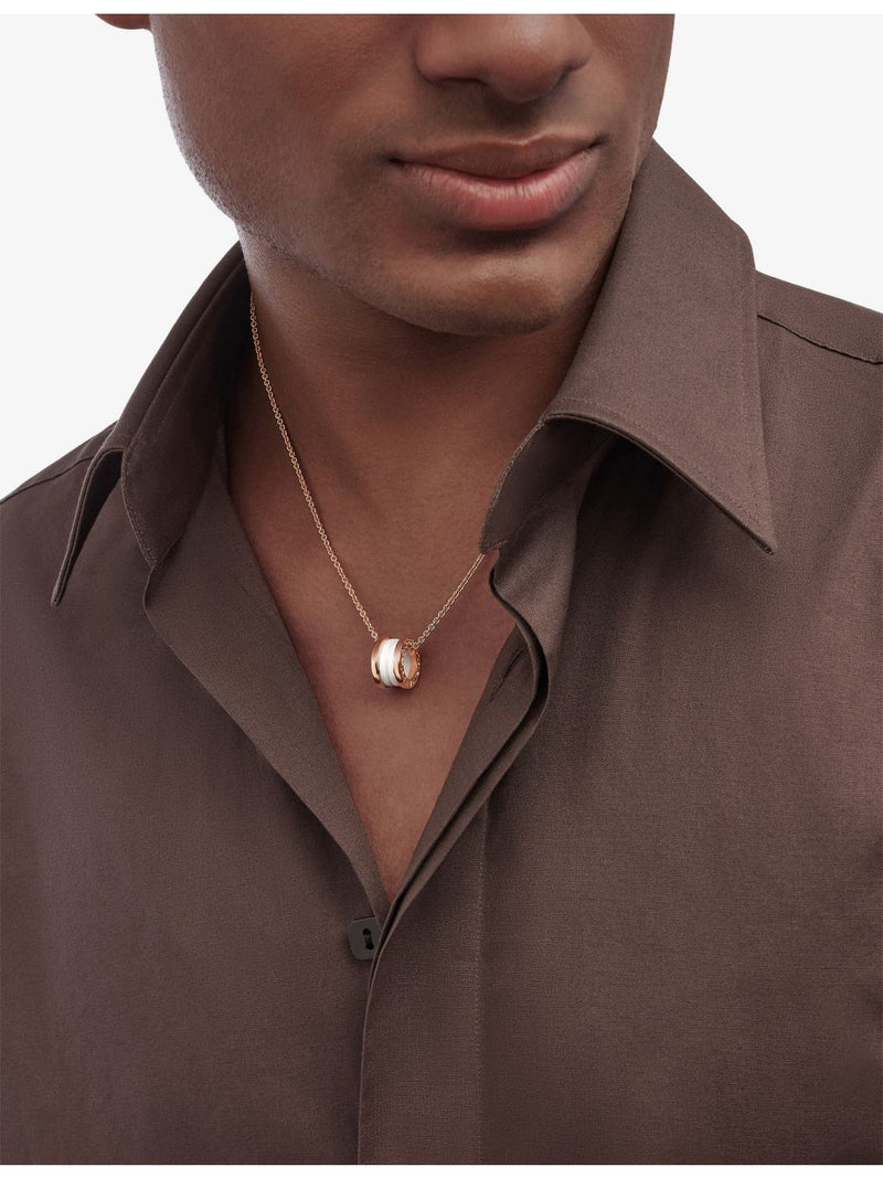 Bulgari B.zero1 rose-gold white-ceramic pendant necklace (British brand)