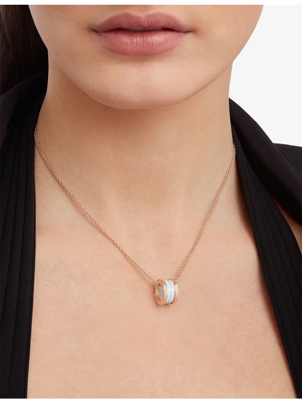 Bulgari B.zero1 rose-gold white-ceramic pendant necklace (British brand)