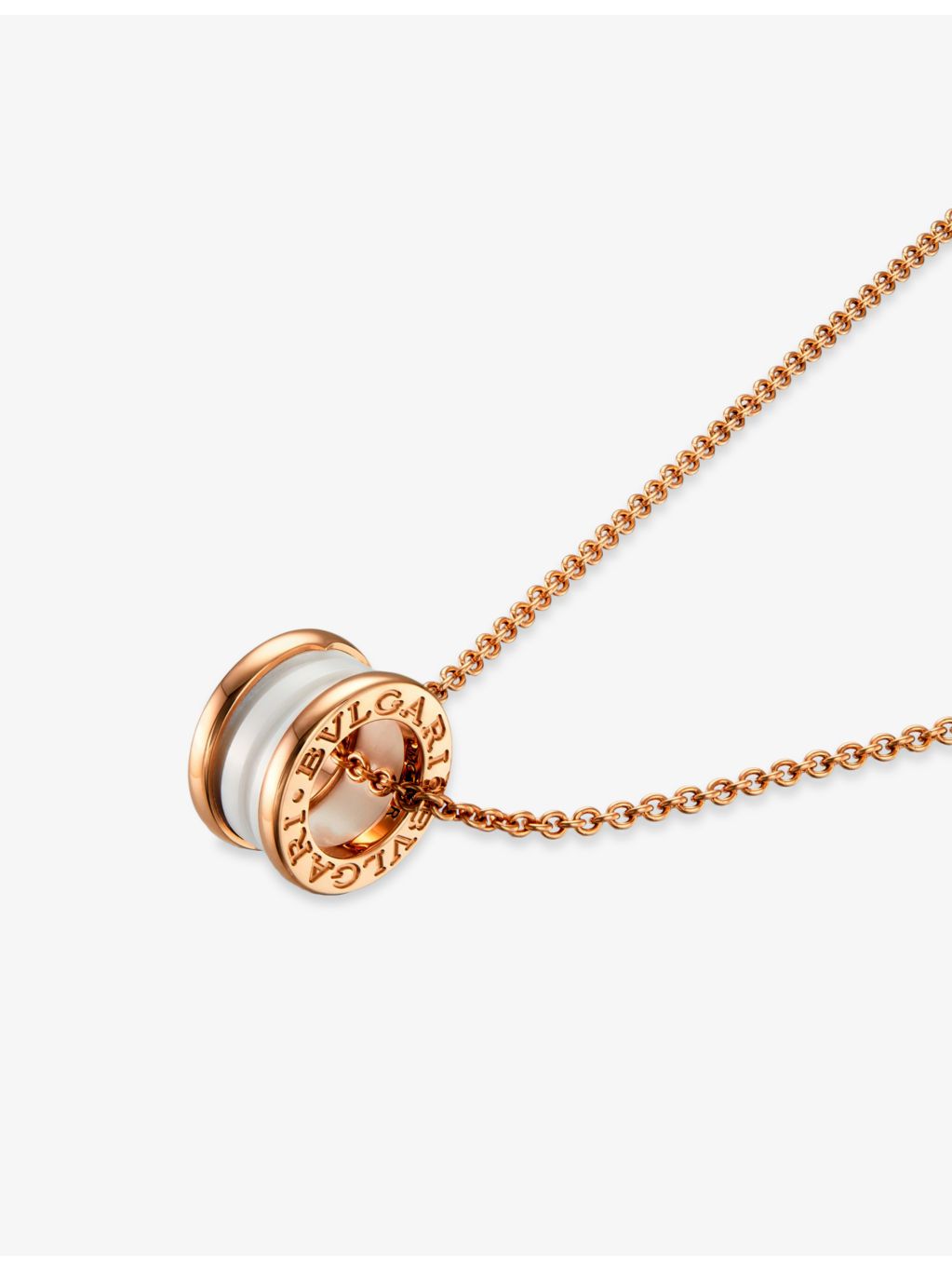 Bulgari B.zero1 rose-gold white-ceramic pendant necklace (British brand)
