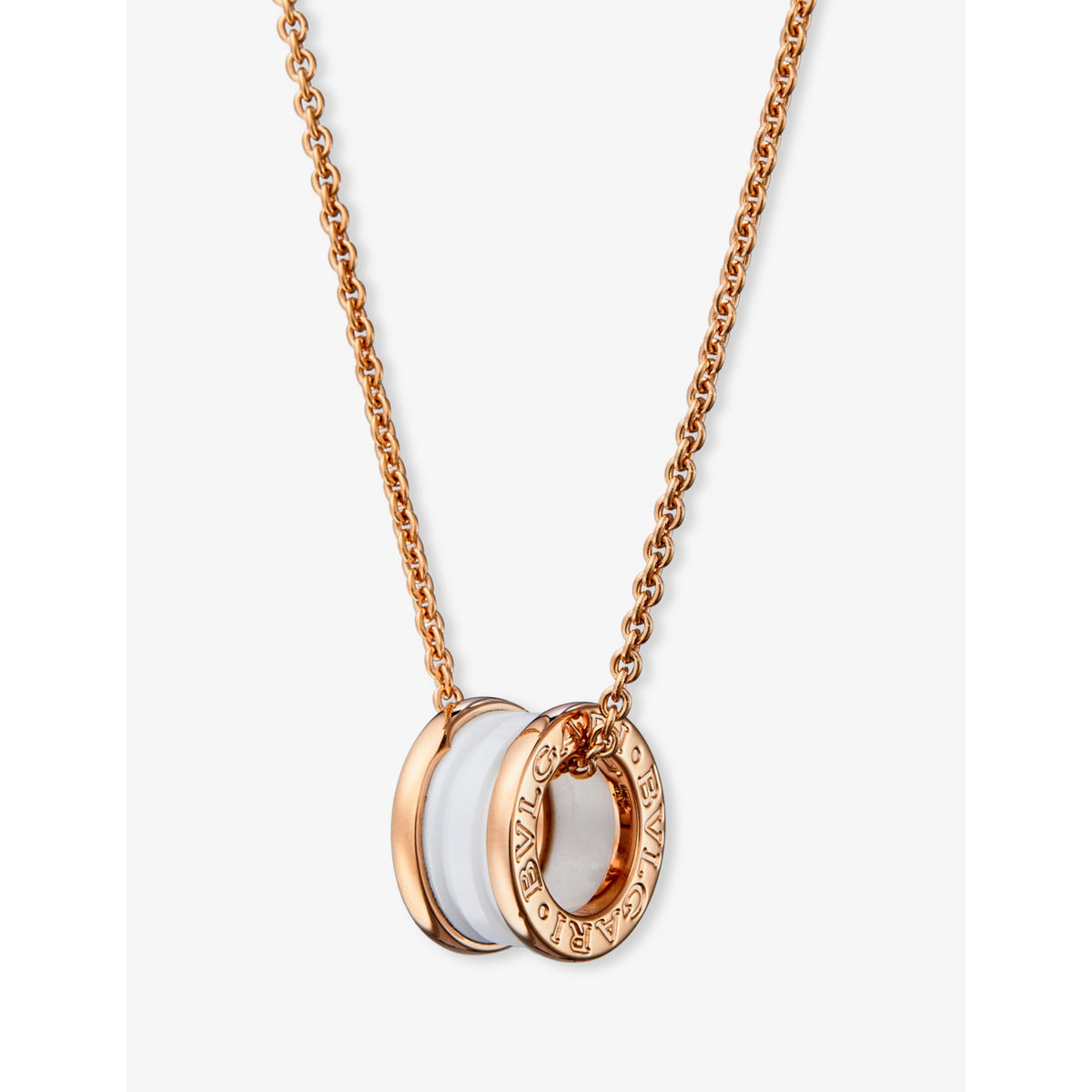 Bulgari B.zero1 rose-gold white-ceramic pendant necklace (British brand)
