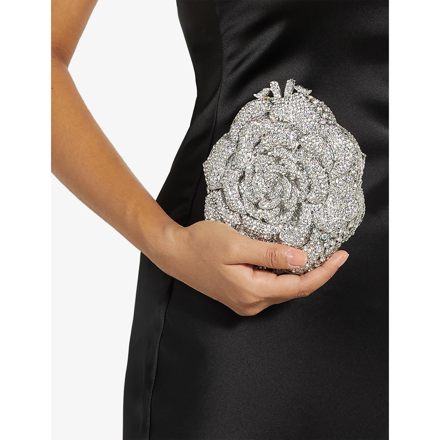 DUNE metal clutch with diamante flower design, imported from the UK