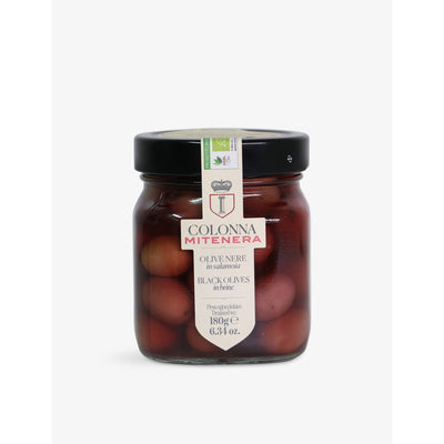 selfridges Colonna Mitenera Black Olives in Brine 180g- Buy online at McGrocer