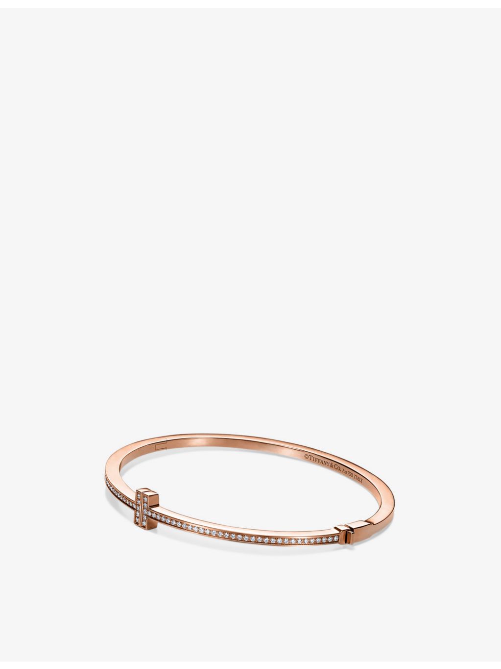 Tiffany T 18ct rose gold diamond bangle 0.31ct (British brand)
