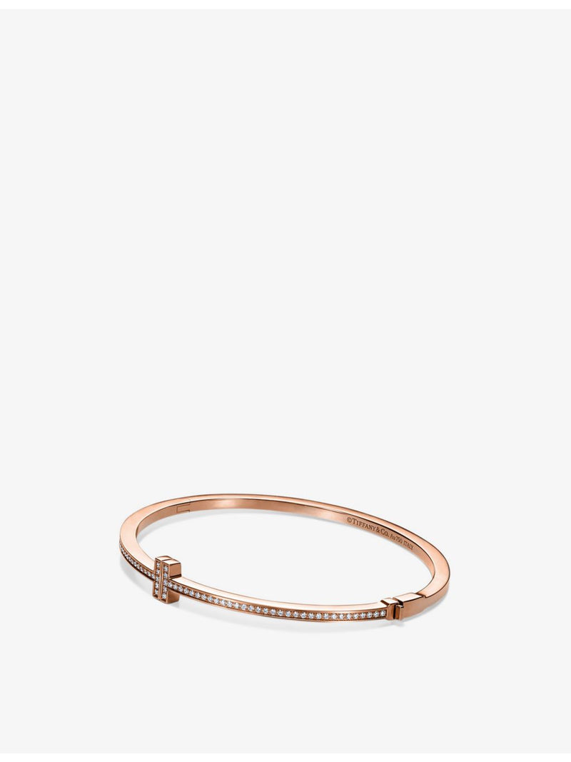 Tiffany T 18ct rose gold diamond bangle 0.31ct (British brand)