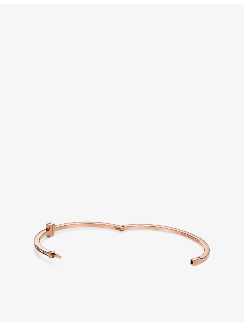 Tiffany T 18ct rose gold diamond bangle 0.31ct (British brand)