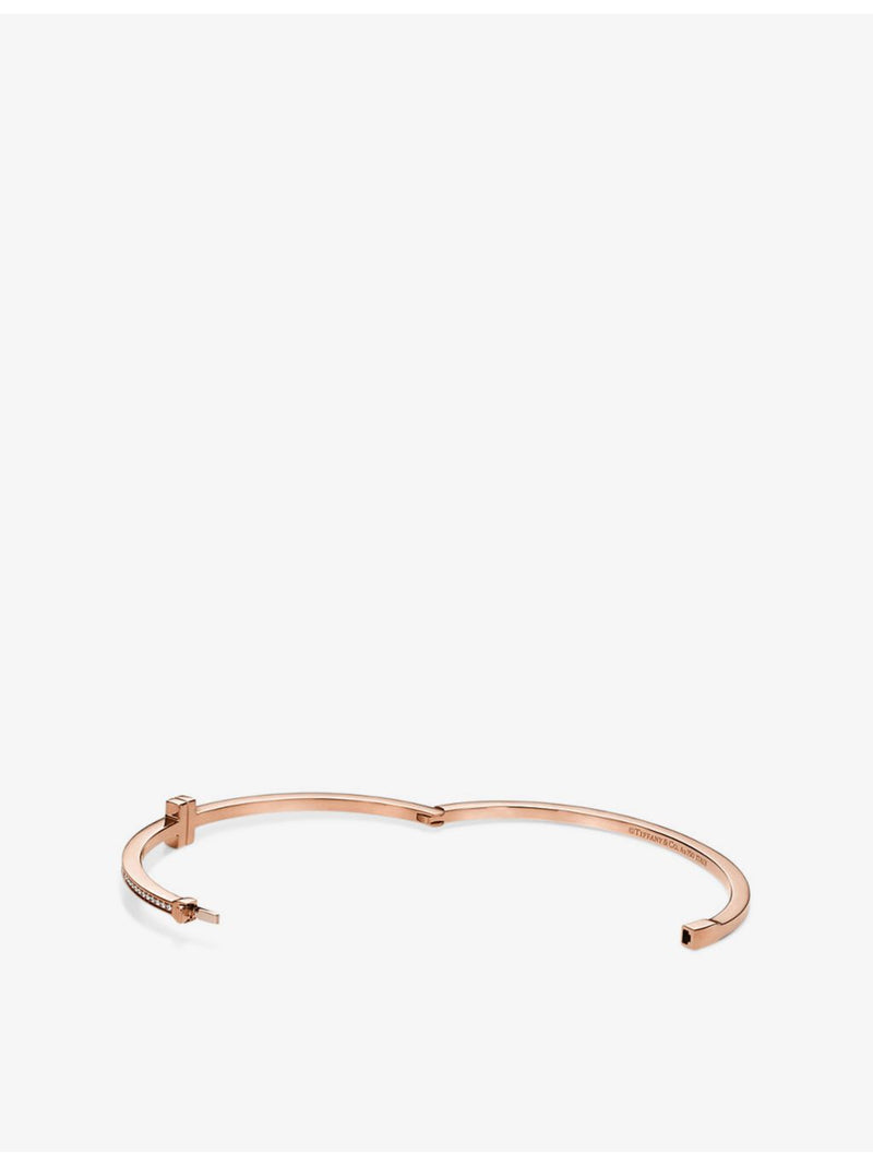 Tiffany T 18ct rose gold diamond bangle 0.31ct (British brand)
