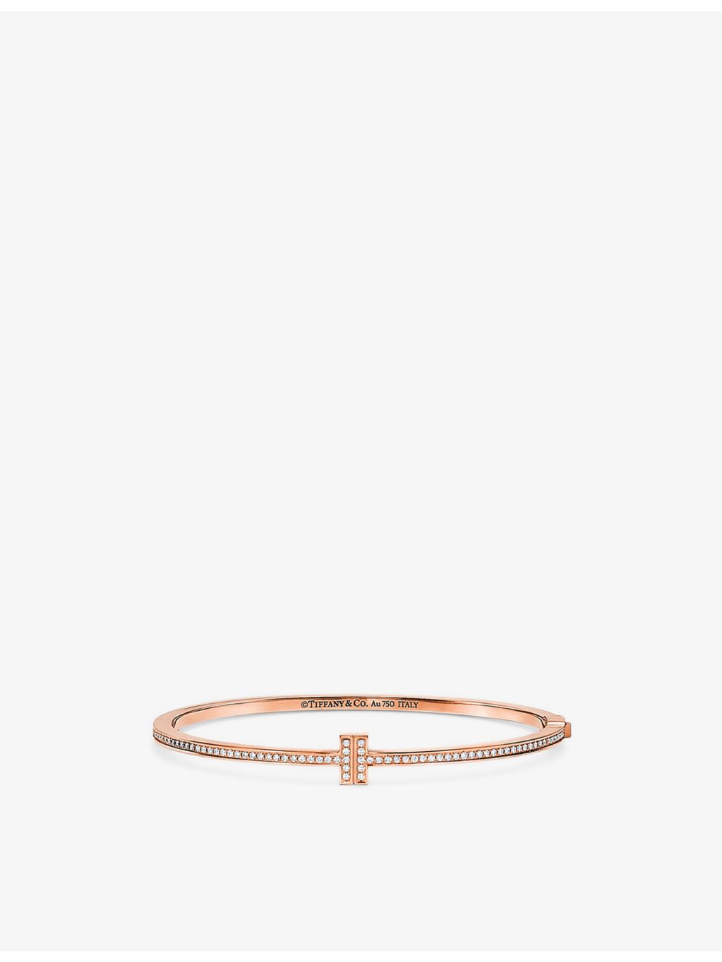 Tiffany T 18ct rose gold diamond bangle 0.31ct (British brand)