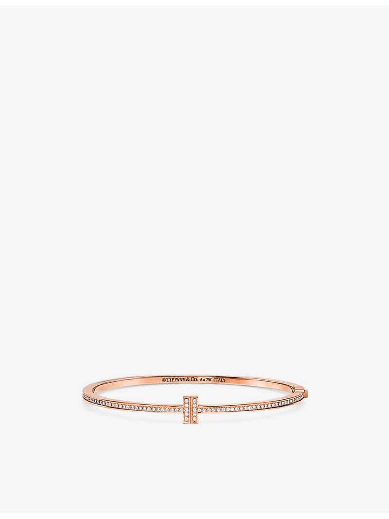 Tiffany T 18ct rose gold diamond bangle 0.31ct (British brand)