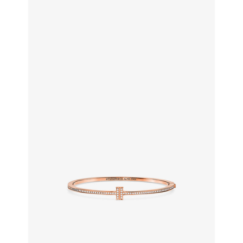 Tiffany T 18ct rose-gold and 0.31ct brilliant-cut diamond bangle - S