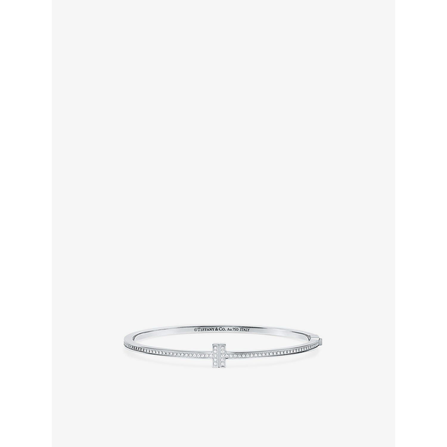 Tiffany T 18ct white-gold and 0.31ct brilliant-cut diamond bangle - S