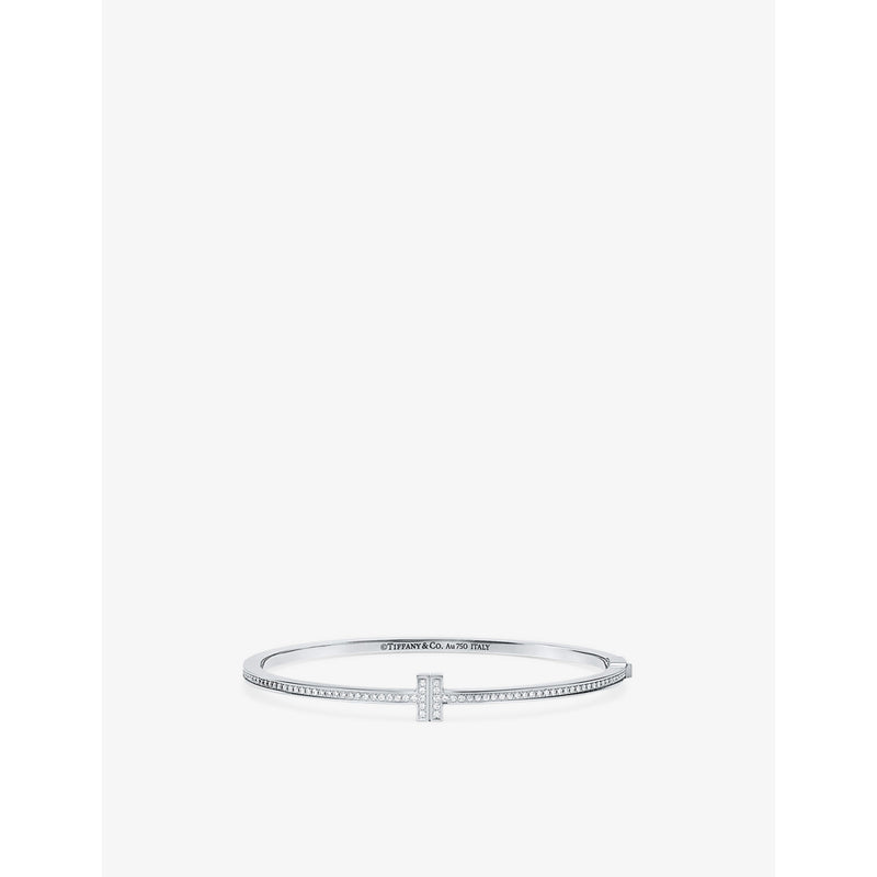 Tiffany T 18ct white-gold and 0.31ct brilliant-cut diamond bangle - S