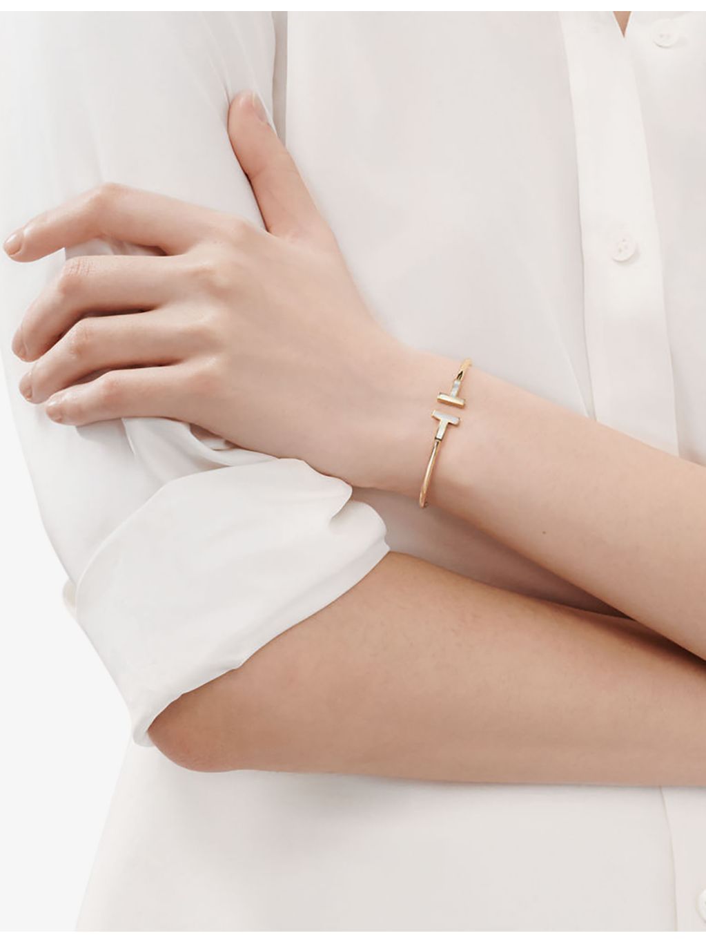 Tiffany T Wire bracelet 18ct gold mother-of-pearl, UK version