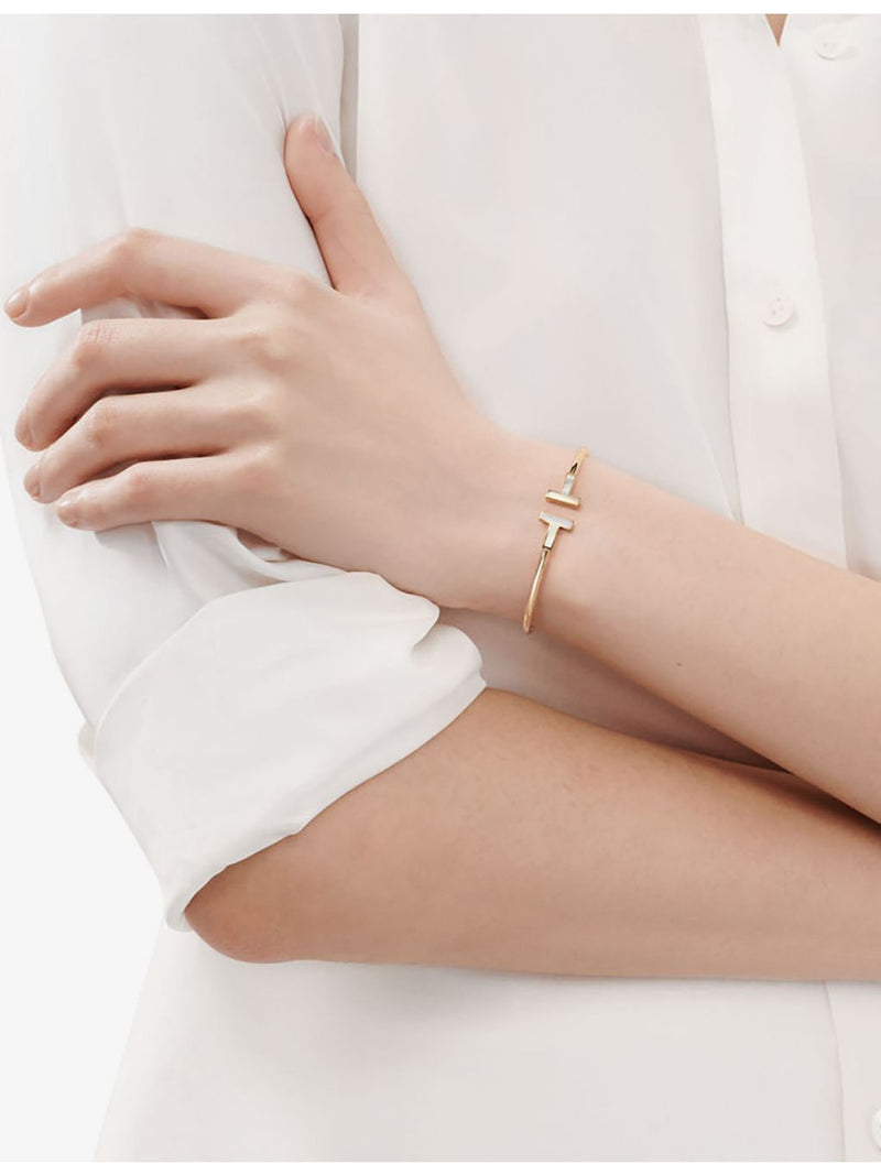 Tiffany T Wire bracelet 18ct gold mother-of-pearl, UK version