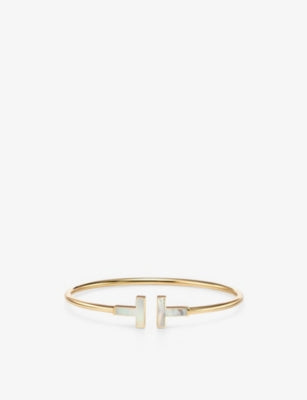Tiffany T Wire 18ct yellow-gold and mother-of-pearl bracelet