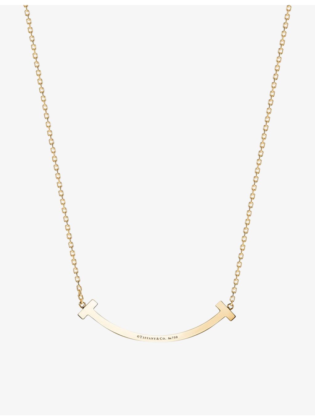 Tiffany T Medium Smile pendant necklace 18ct yellow gold diamond, UK version