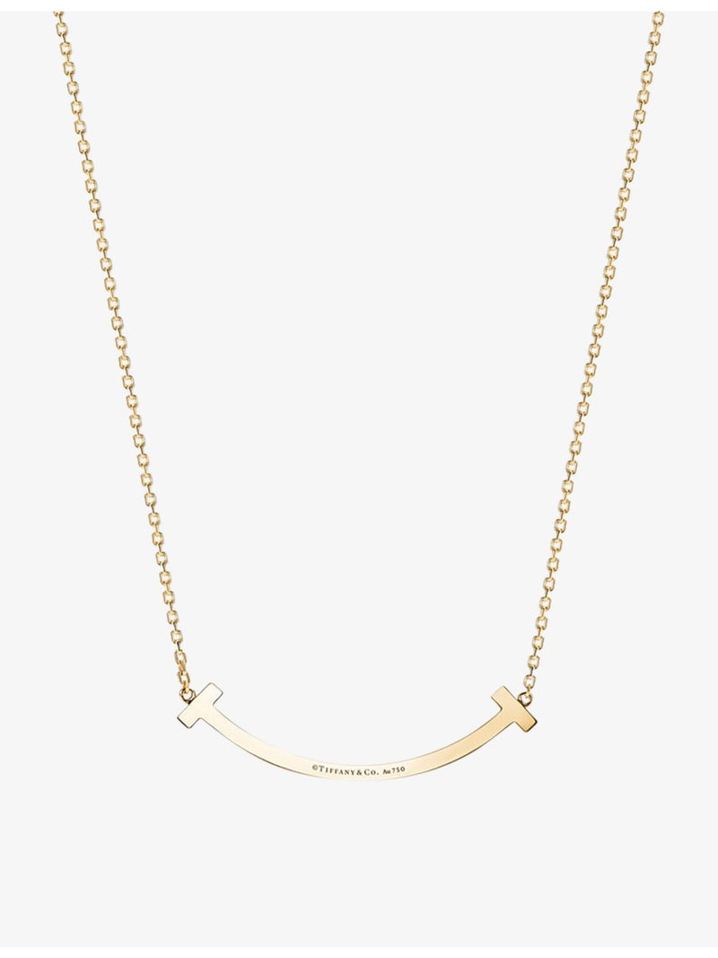 Tiffany T Medium Smile pendant necklace 18ct yellow gold diamond, UK version