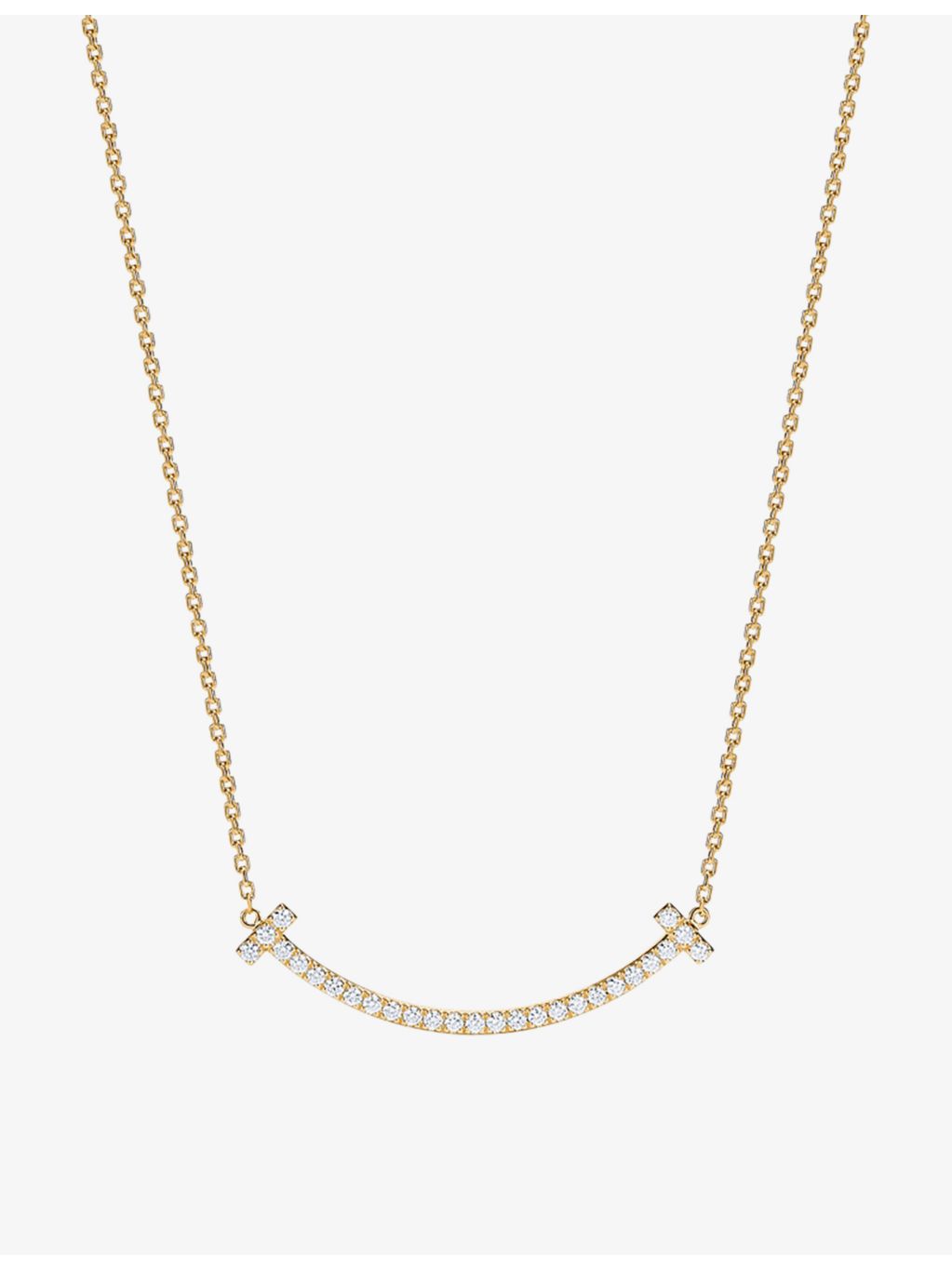 Tiffany T Medium Smile pendant necklace 18ct yellow gold diamond, UK version