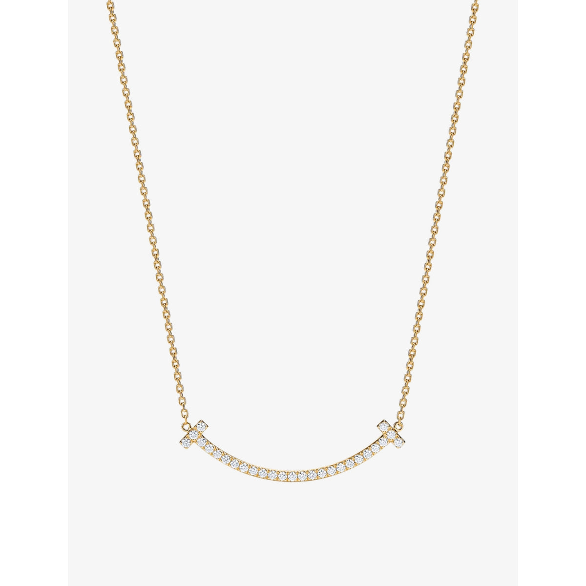 Tiffany T Medium Smile pendant necklace 18ct yellow gold diamond, UK version