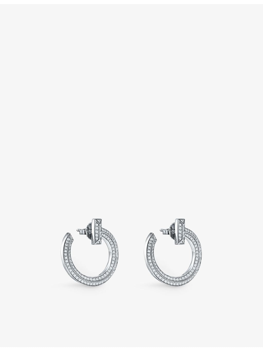 Tiffany T1 18ct white gold diamond earrings 0.48ct, imported from the UK