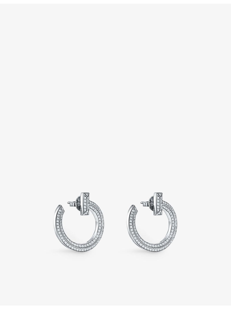 Tiffany T1 18ct white gold diamond earrings 0.48ct, imported from the UK