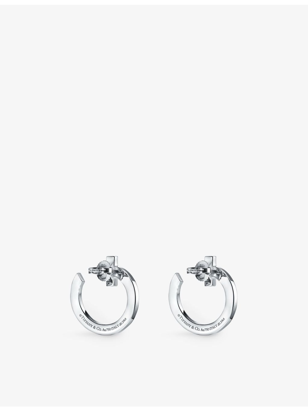 Tiffany T1 18ct white gold diamond earrings 0.48ct, imported from the UK
