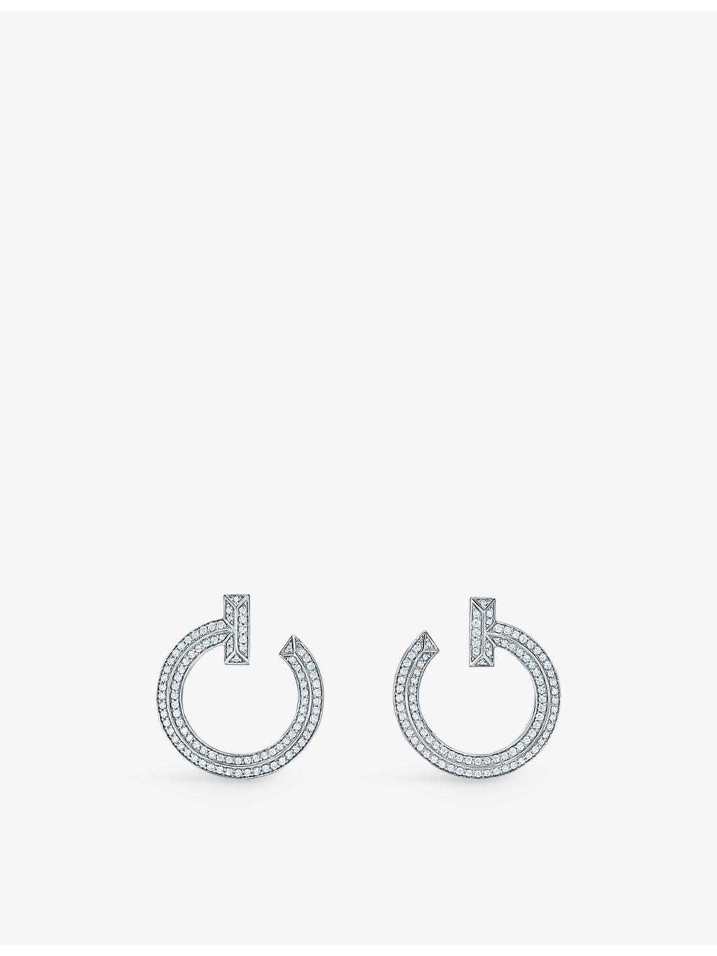 Tiffany T1 18ct white gold diamond earrings 0.48ct, imported from the UK