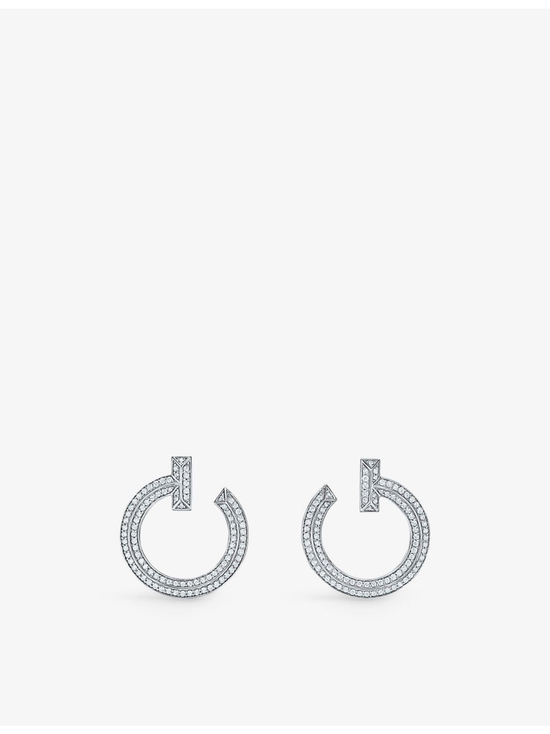 Tiffany T1 18ct white gold diamond earrings 0.48ct, imported from the UK