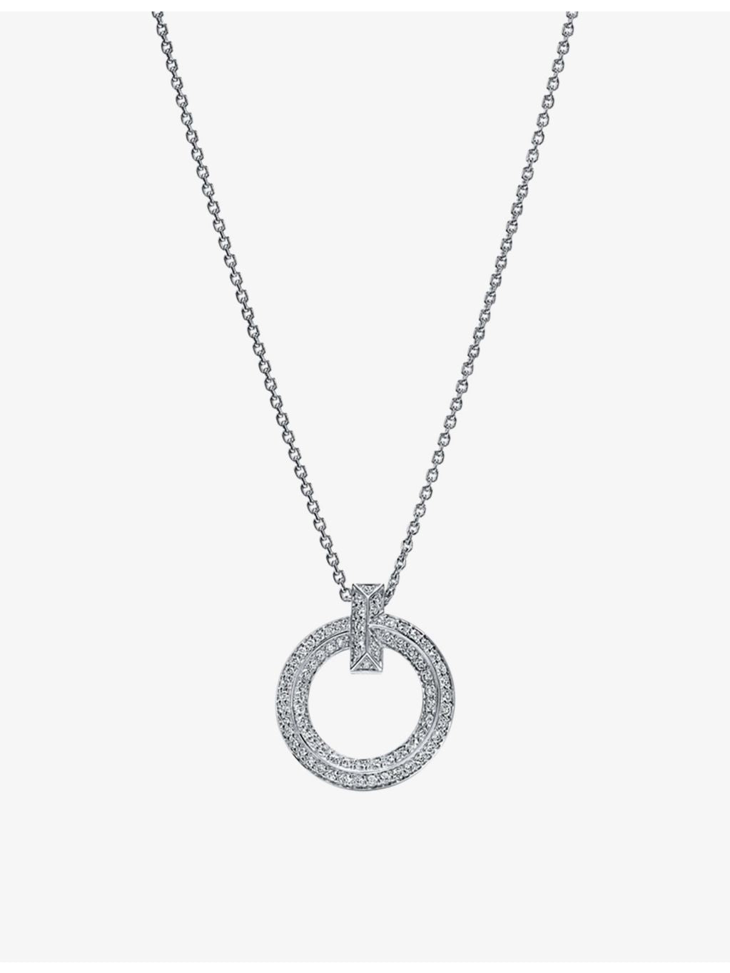 Tiffany & Co T1 diamond necklace 18ct white gold 0.72ct, (British brand)