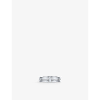 selfridges Tiffany & Co. Tiffany T Narrow 18ct White-Gold and 0.13ct Brilliant-Cut Diamond Ring- Buy online at McGrocer