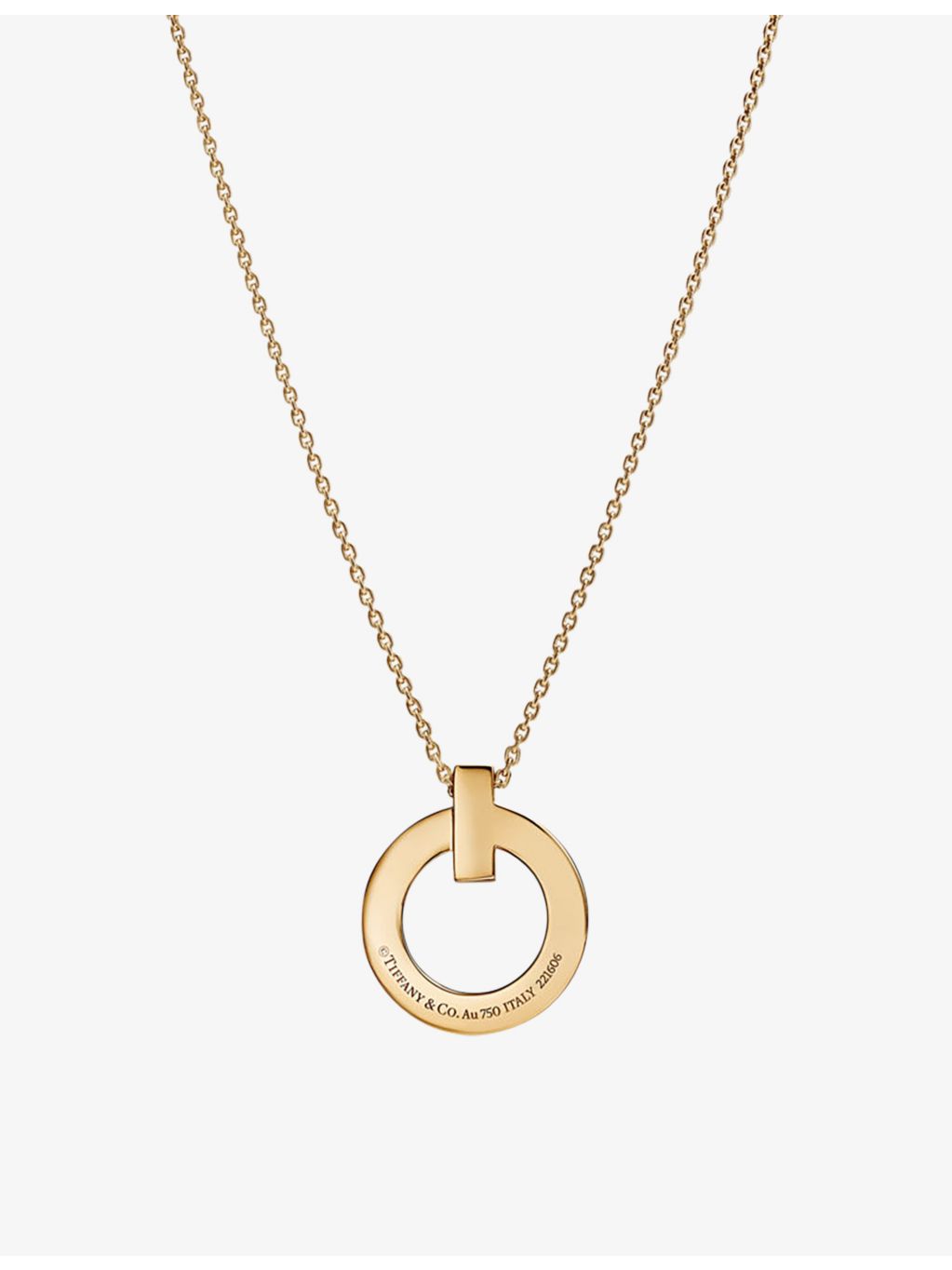 Tiffany & Co T1 circle pendant necklace 18ct yellow gold - British product