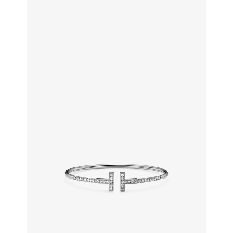 Tiffany T Wire 18ct white-gold and 0.48ct brilliant-cut diamond bracelet - S