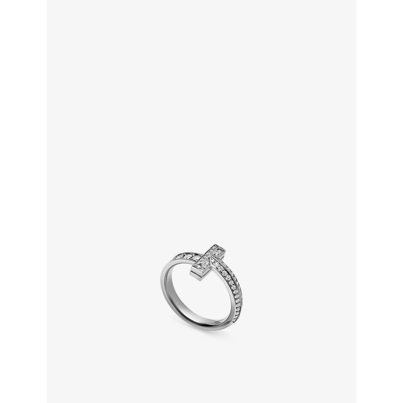 Tiffany T T1 Narrow 18ct white-gold and 0.4ct brilliant-cut diamond ring - 5