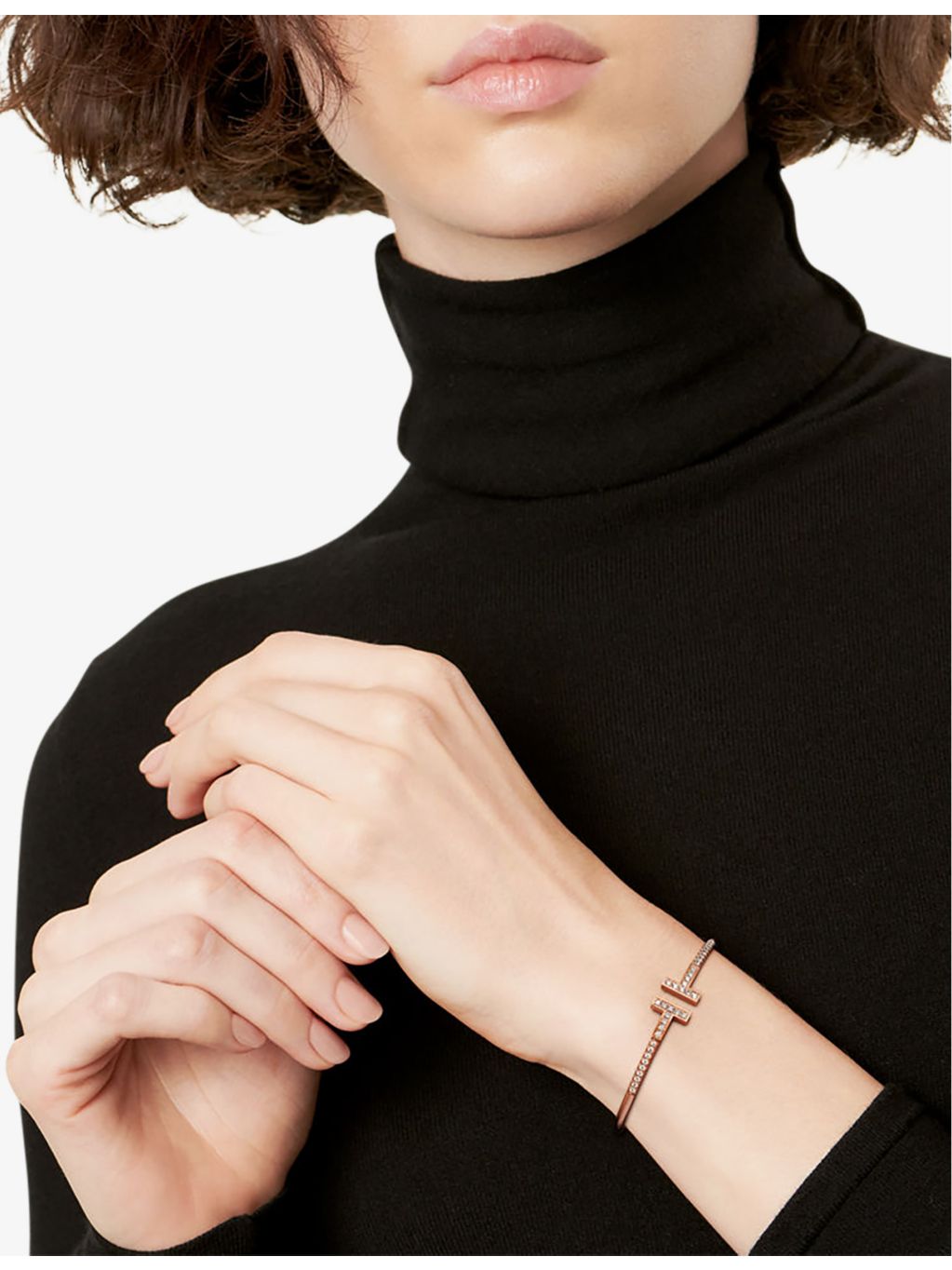 Tiffany T pavé diamond bracelet 18ct rose gold 0.48ct - British product