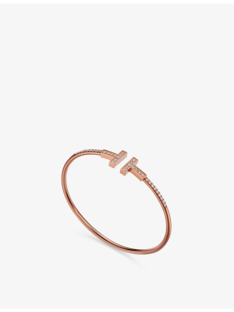 Tiffany T pavé diamond bracelet 18ct rose gold 0.48ct - British product