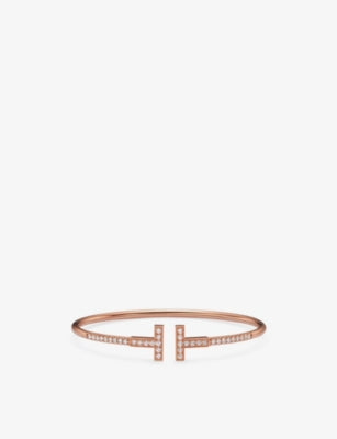 Tiffany & Co. T Pavé Wire 18ct Rose-Gold 0.48ct Brilliant-Cut Diamond Bracelet