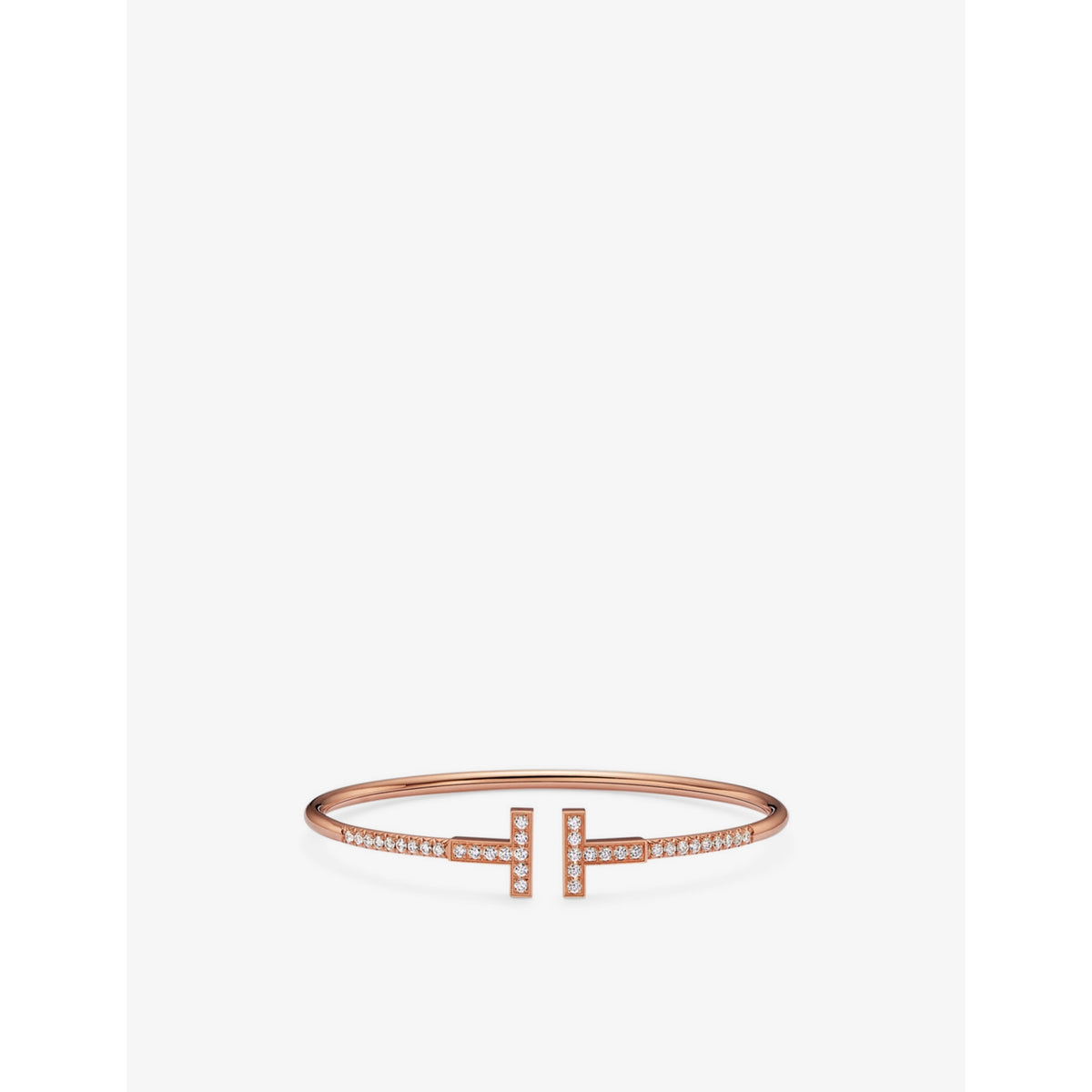Tiffany T Pavé Wire 18ct rose-gold and 0.48ct brilliant-cut diamond bracelet - M