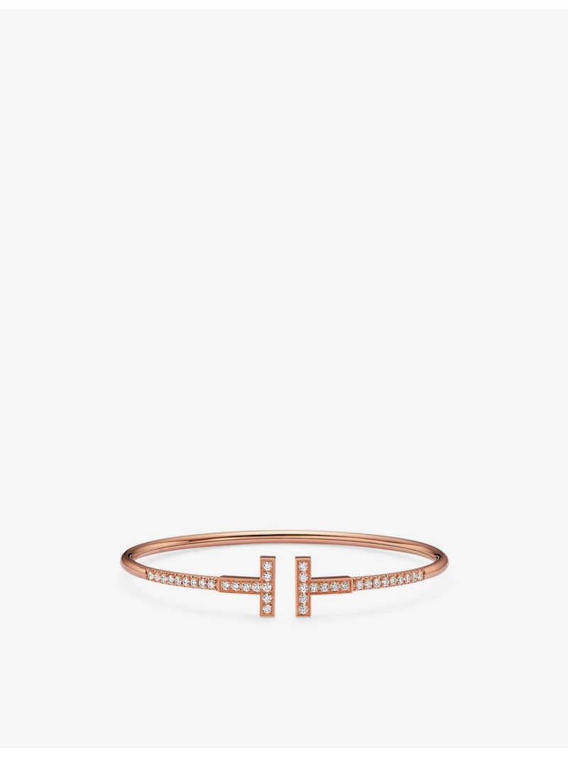 Tiffany T pavé diamond bracelet 18ct rose gold 0.48ct - British product