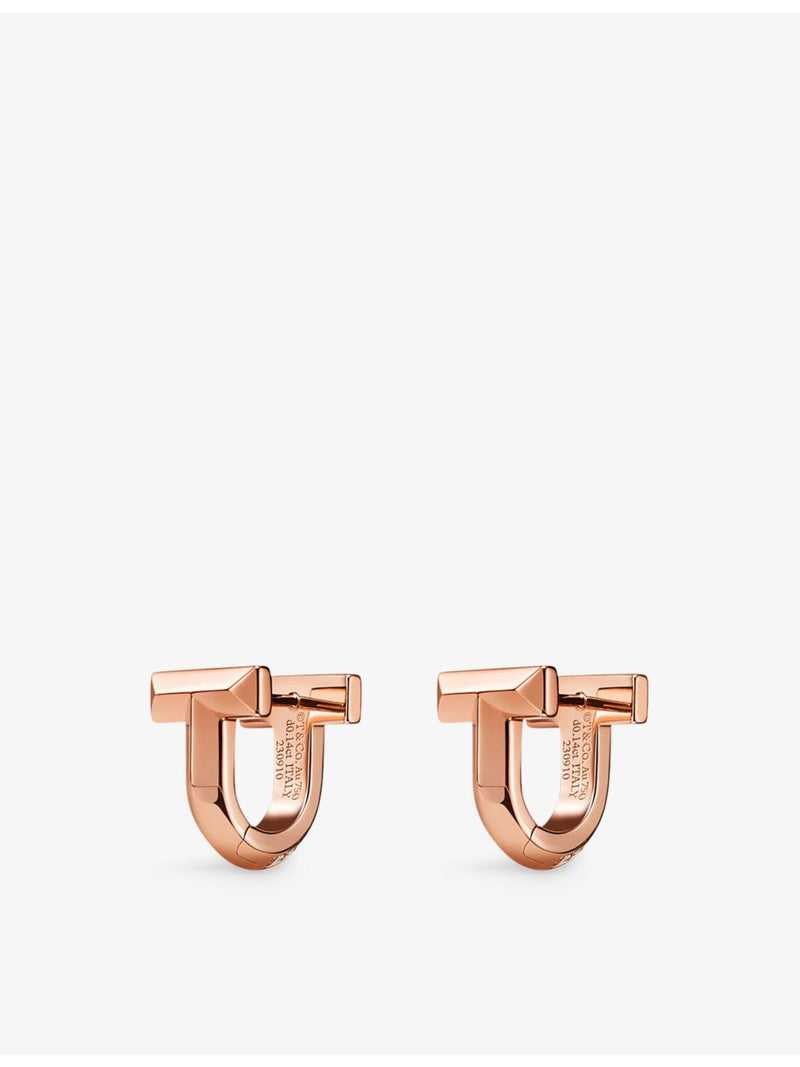 Tiffany & Co T1 rose gold diamond earrings, imported from the UK