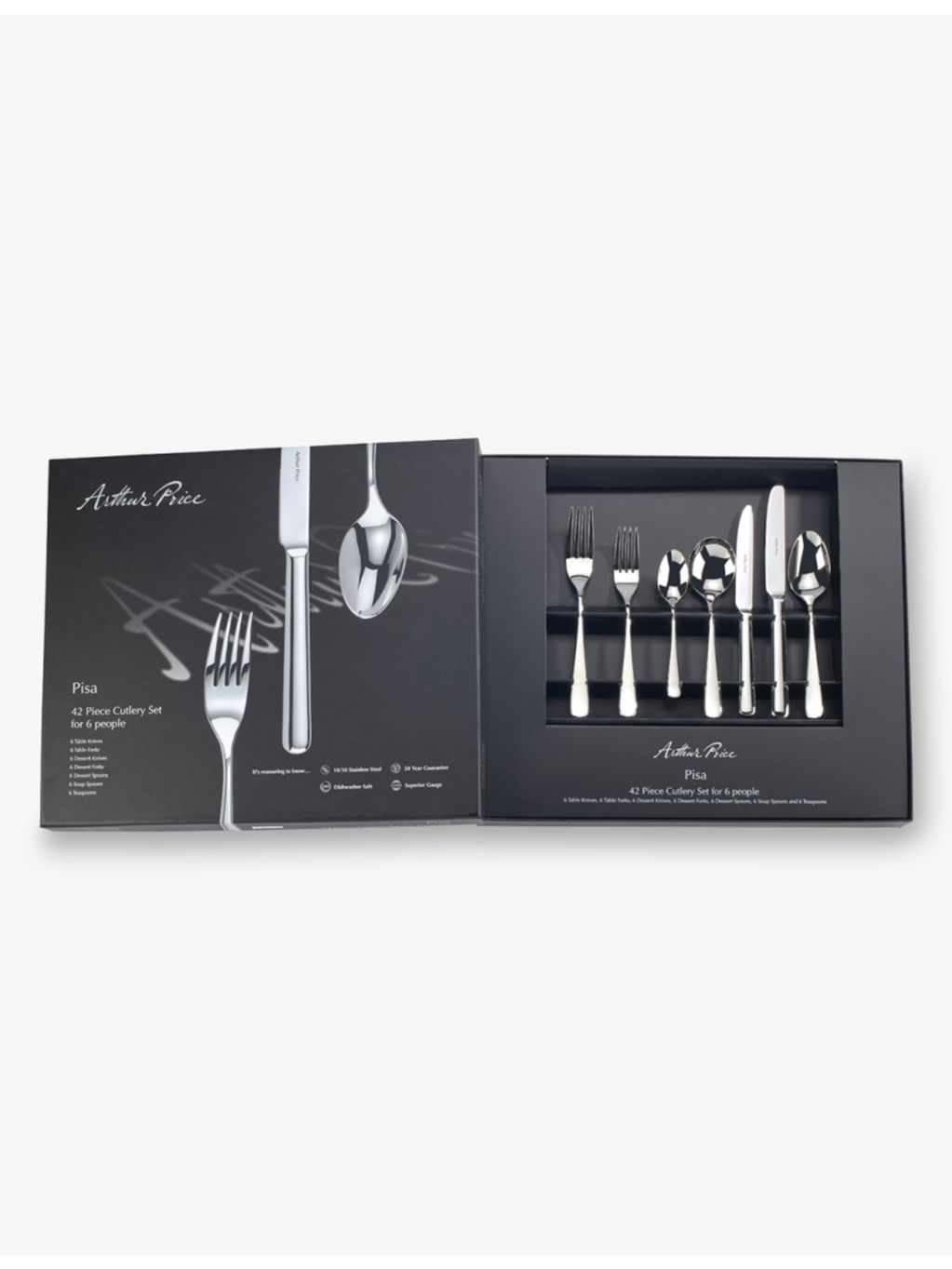 Arthur Price Pisa 42-piece stainless steel cutlery set, UK version