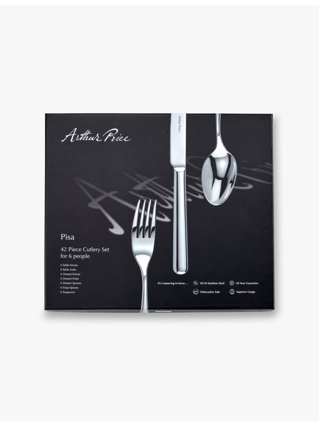 Arthur Price Pisa 42-piece stainless steel cutlery set, UK version