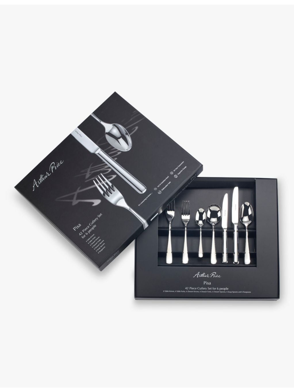 Arthur Price Pisa 42-piece stainless steel cutlery set, UK version