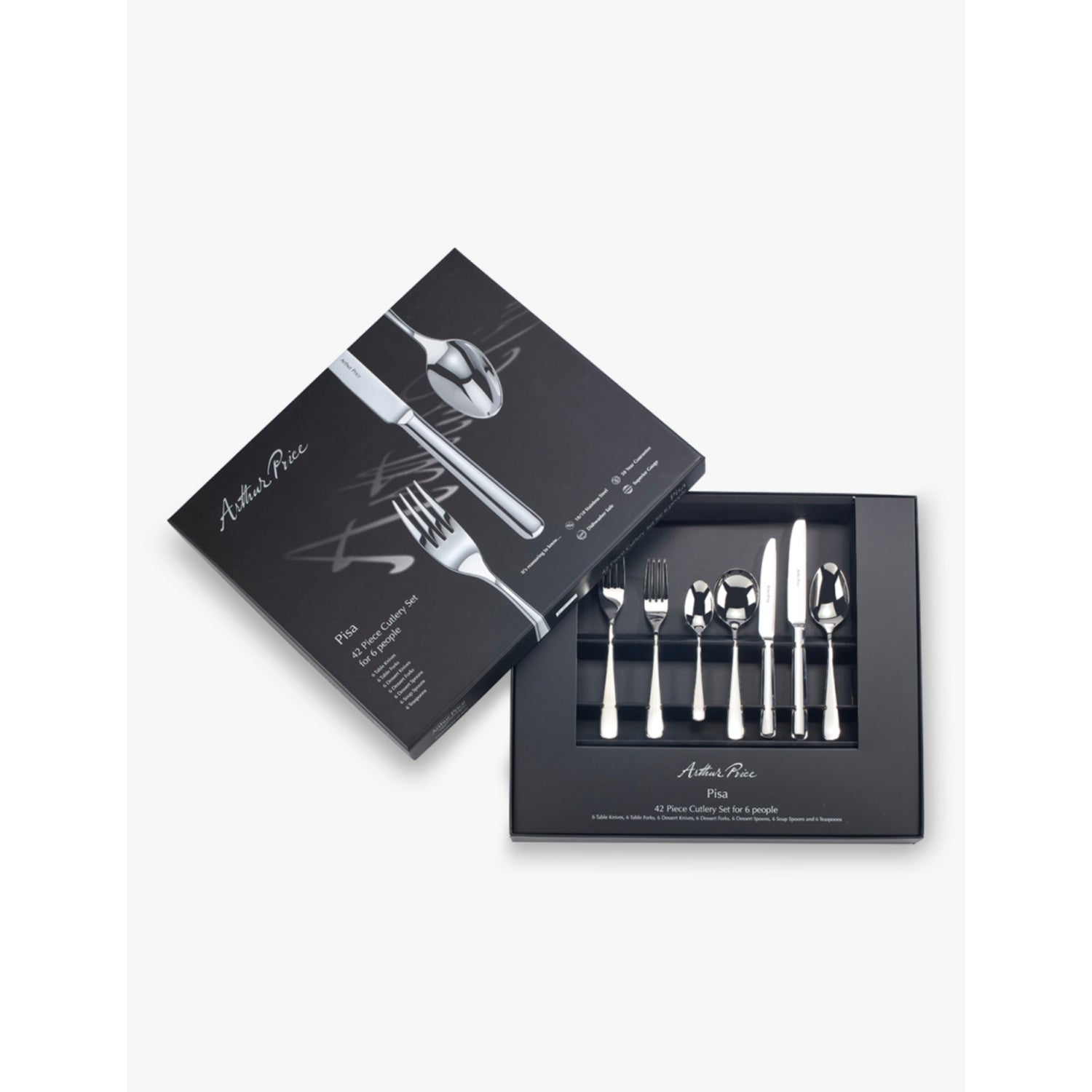 Arthur Price Pisa 42-piece stainless steel cutlery set, UK version
