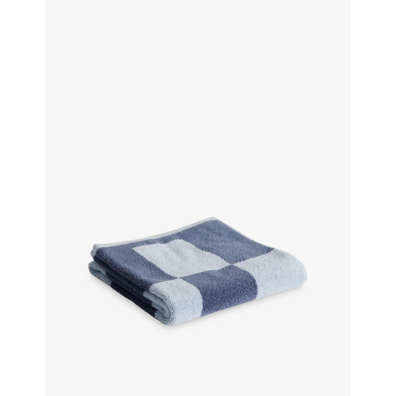 Check-Pattern Cotton Hand Towel - LAVENDER