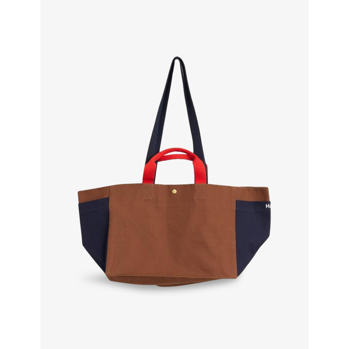 Small Weekend Colour-Block Cotton-Canvas Tote Bag - BROWN MULTI