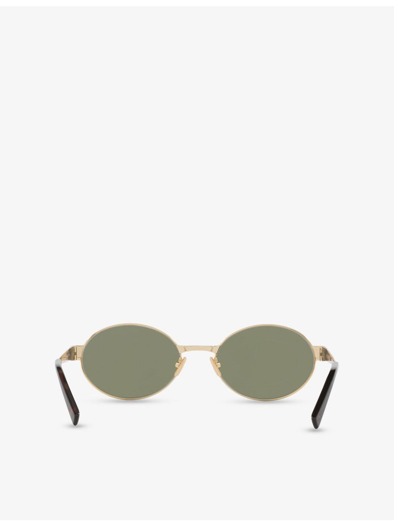 Saint Laurent SL692 oval metal sunglasses with gold-tone hardware - British product