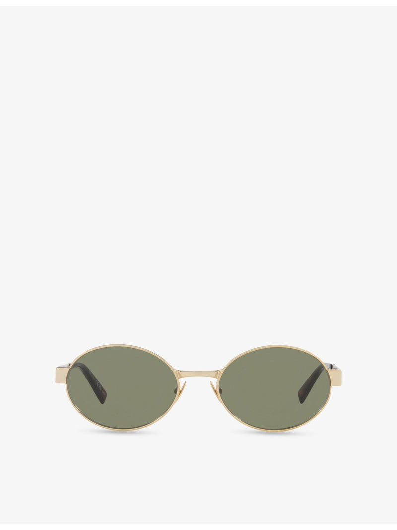 Saint Laurent SL692 oval metal sunglasses with gold-tone hardware - British product