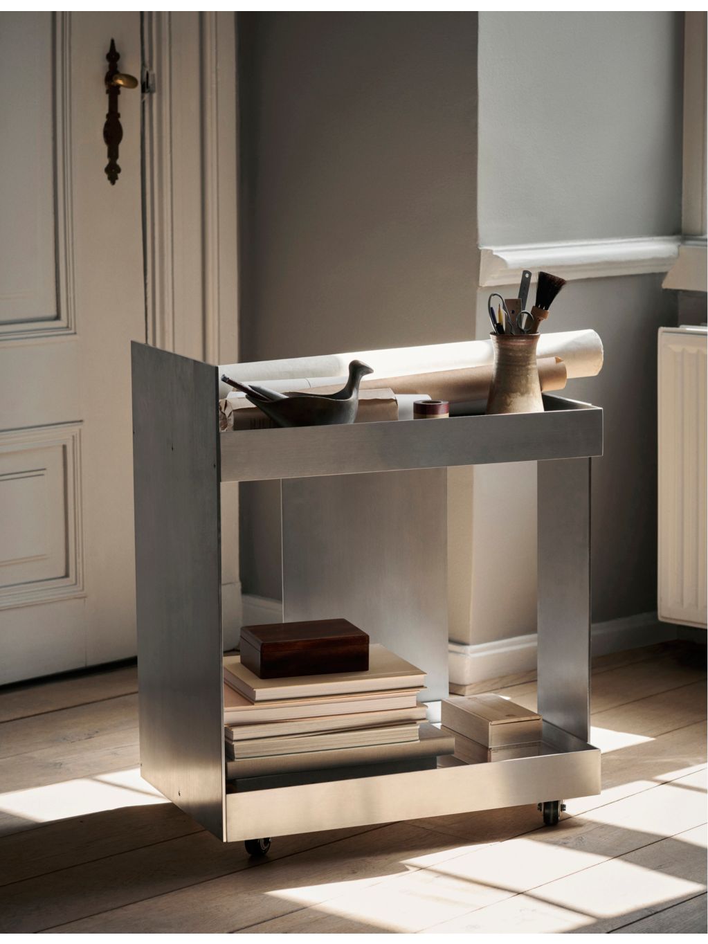 ferm LIVING larger aluminium trolley, imported from the UK