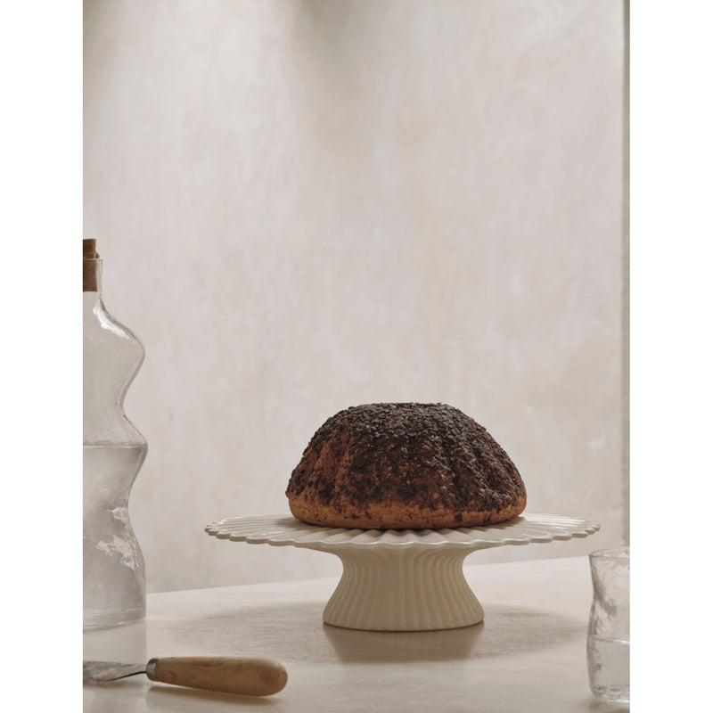 ferm LIVING scalloped stoneware cake stand 31cm - British product